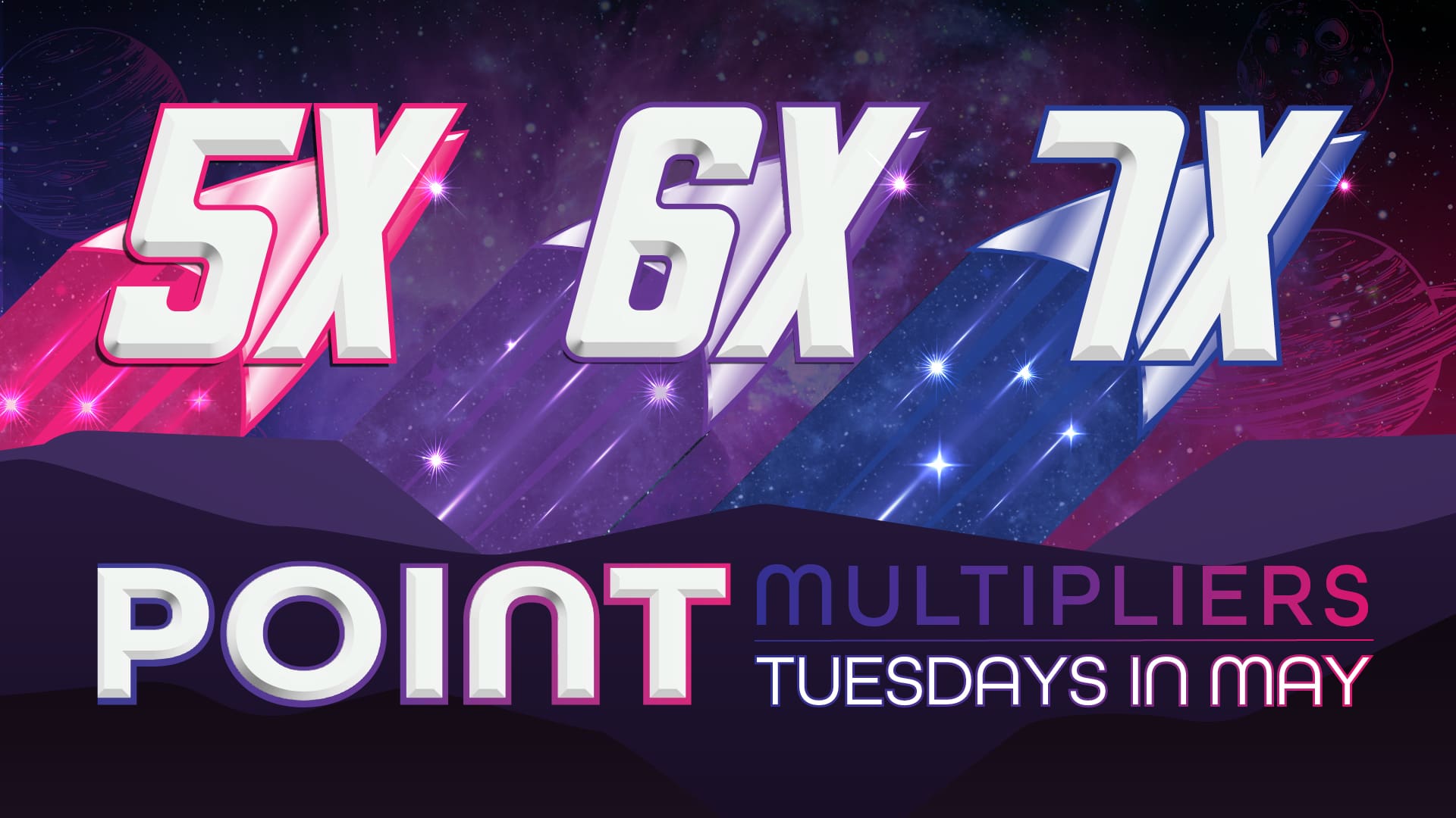 TUESDAY 5X 6X 7X POINT MULTIPLIERS IN MAY