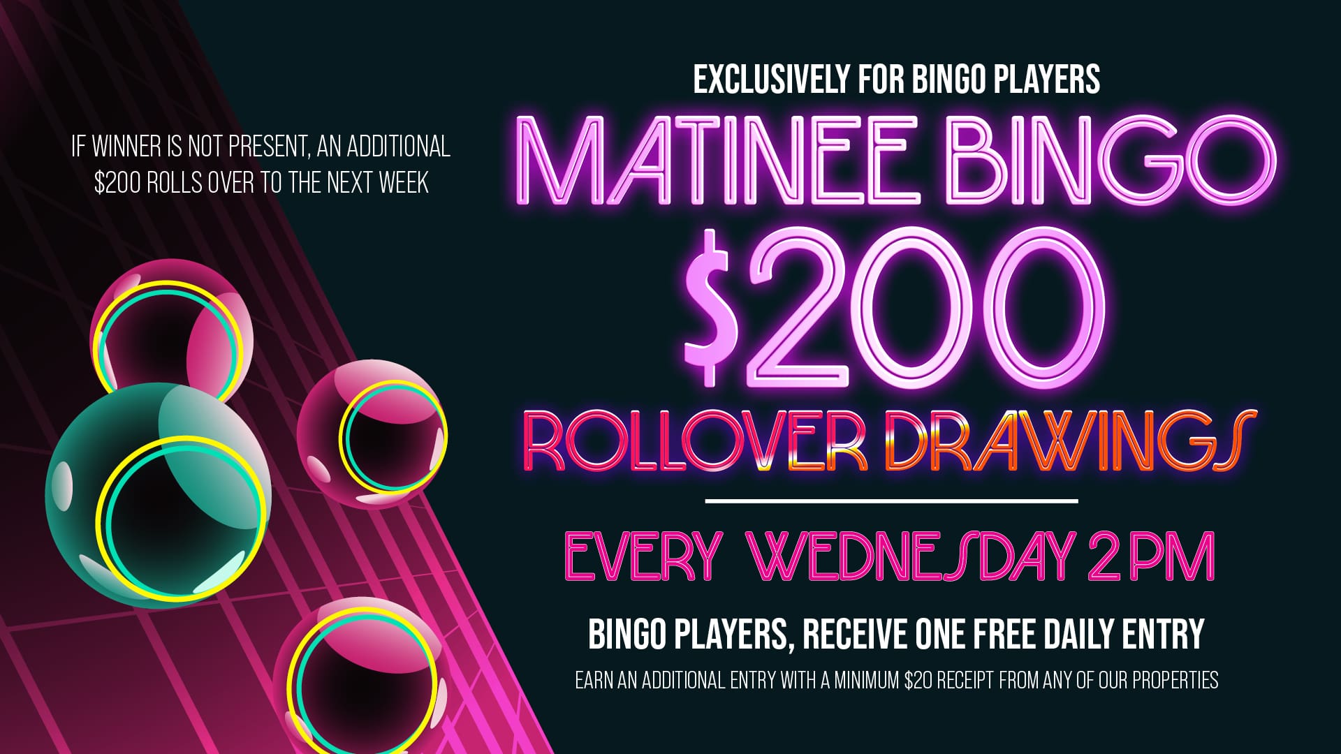 Matinee Bingo Rollover Drawings